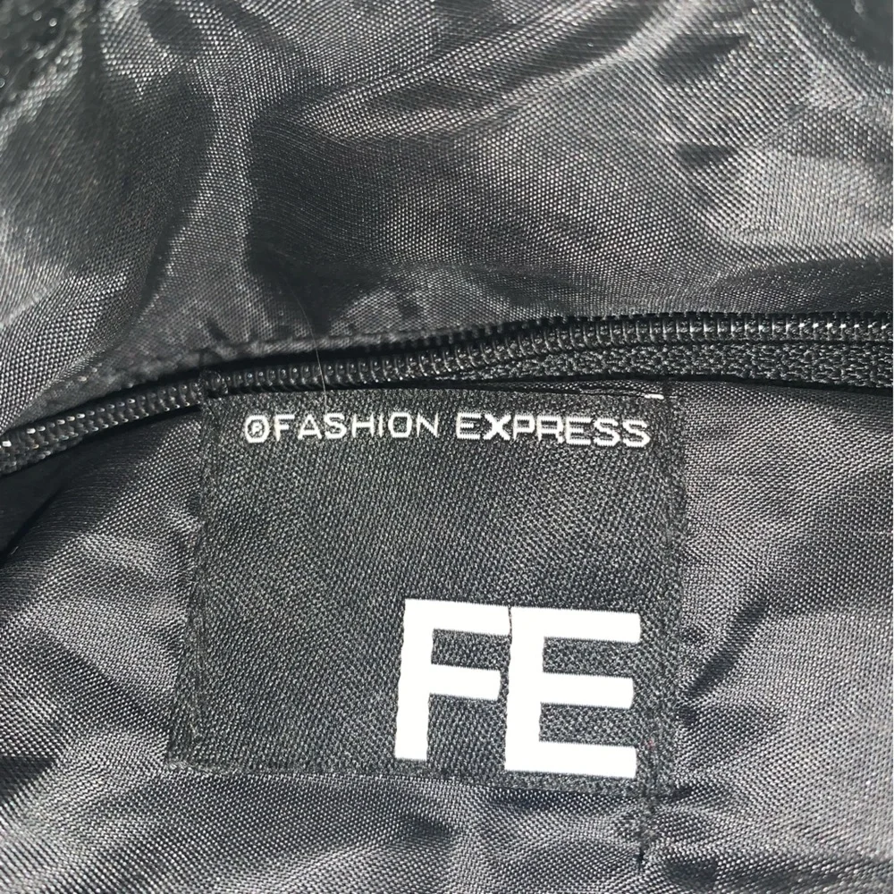 FE Fashion Express Black Faux Leather Hobo Bag